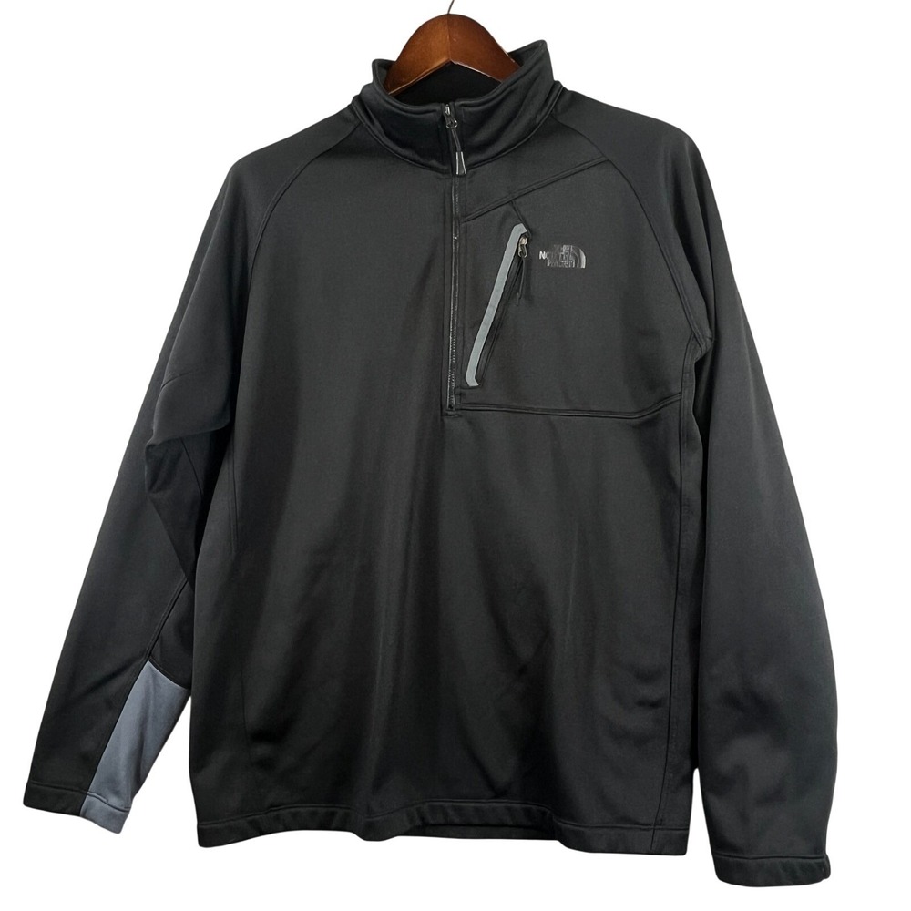 The North Face Mens XL Canyonlands Half Zip Fleece Pullover Black Gray A7L7